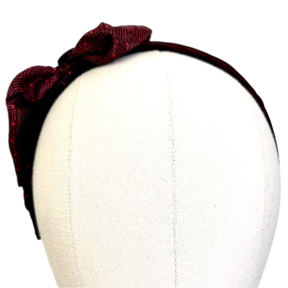 CUSTOM, ONE-OF-A-KIND VERSACE SILK TIE HEADBAND W/ BOW - Picture 2 of 10